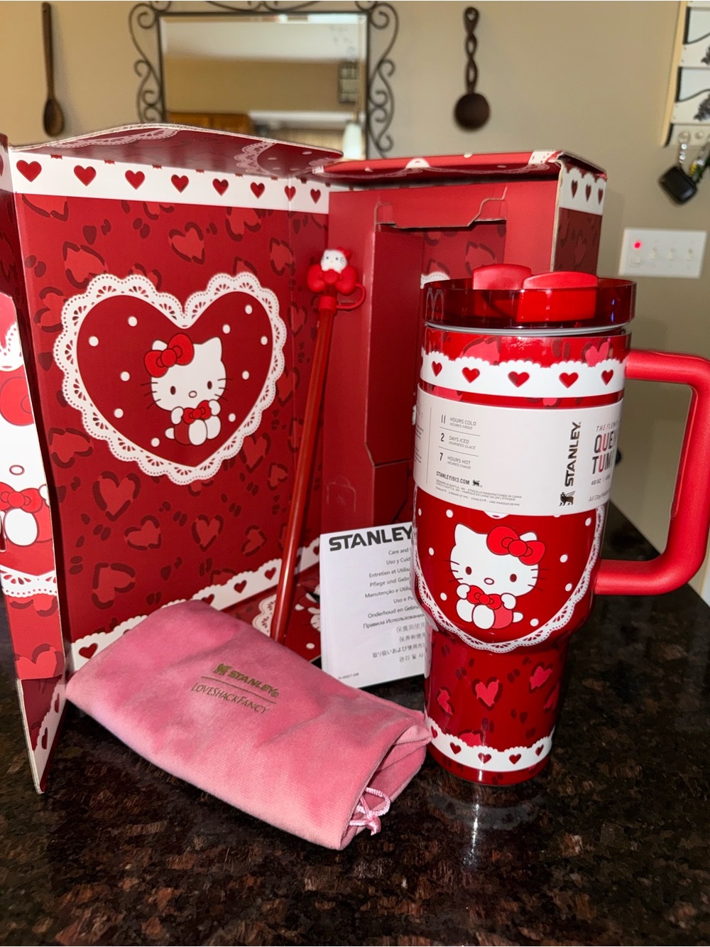 Stanley Red Hello Kitty Heart Travel Tumbler with Matching Box